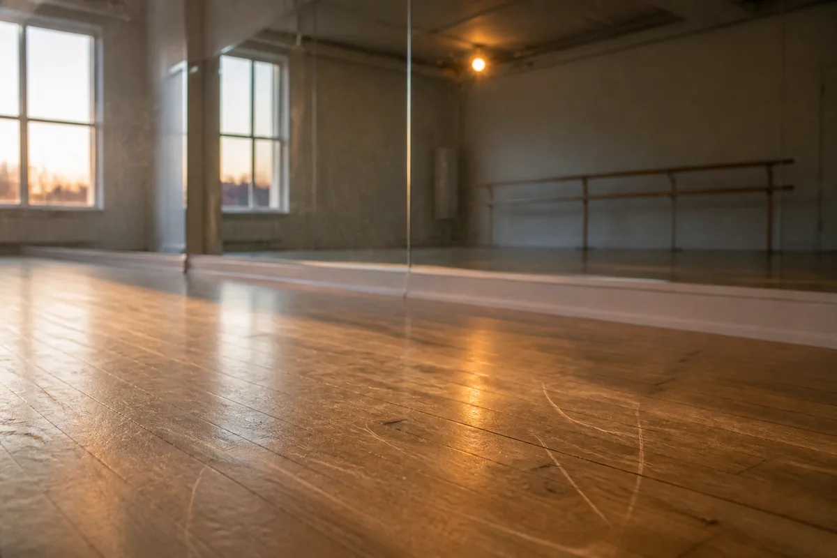 Salle de danse équipée d&rsquo;un plancher adapté et d&rsquo;un mur de miroirs